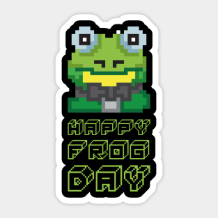 Happy Frog Day Pixel Game Gift Sticker